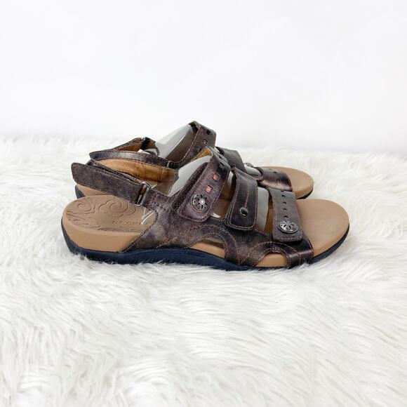 Rockport 8.5 Womens Brown Metallic Leather Gladiator Comfort Sandals - Picture 2 of 10